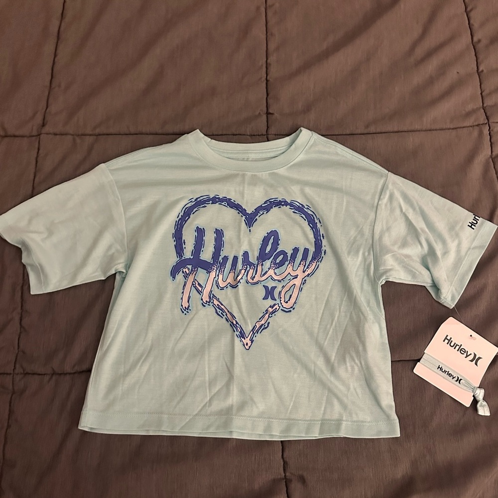 Hurley Blue Short Sleeve Tee with Graphic Design